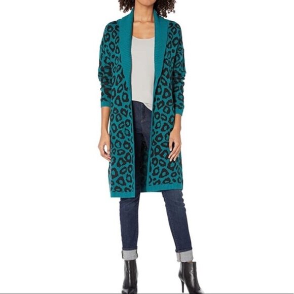 NWT BCBGeneration leopard print long cardigan XS - Picture 2 of 10